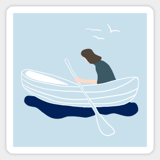 girl in a boat. Sticker